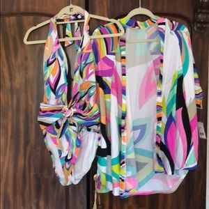 Trina Turk Swim Set! One Piece w matching Kimono